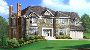 Architect's drawing of Raed Court Lot 3 customized home in Rye, New York.