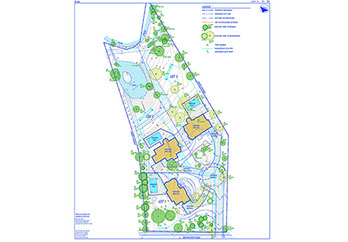 Architect's blueprint of 3 customized Read Court Homes in Rye New York.