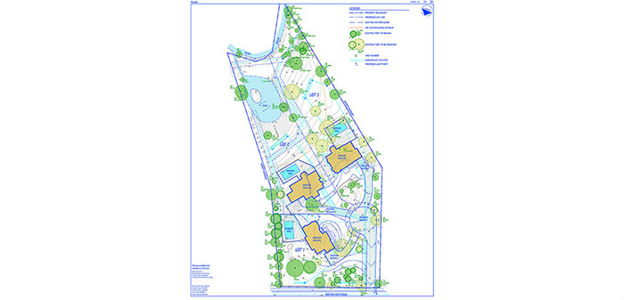 Architect's blueprint of 3 customized Read Court Homes in Rye New York.
