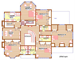 Architect's blueprint of Read Court, Rye, New York Lot 3 house, second floor.