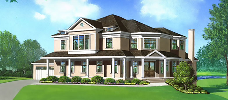 Architect's drawing of Raed Court Lot 2 customized home in Rye, New York.