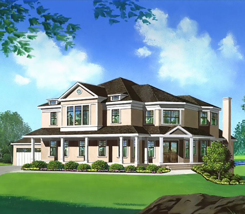 Architect's drawing of Raed Court Lot 2 customized home in Rye, New York.