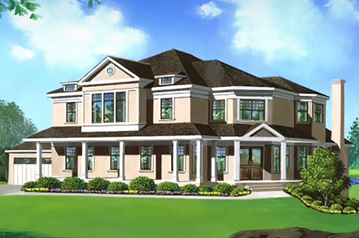 Architect's drawing of Raed Court Lot 2 customized home in Rye, New York.