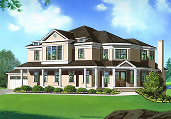 Architect's drawing of Raed Court Lot 2 customized home in Rye, New York.
