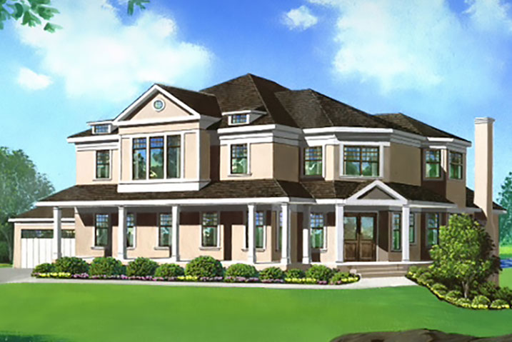 Architect's drawing of Raed Court Lot 2 customized home in Rye, New York.