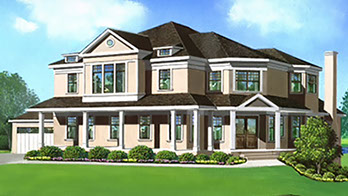 Architect's drawing of Raed Court Lot 2 customized home in Rye, New York.