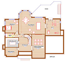 Architect's blueprint of Read Court, Rye, New York Lot 3 house, basement.