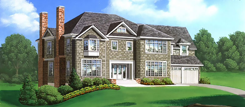 Architect's drawing of Raed Court Lot 3 customized home in Rye, New York.