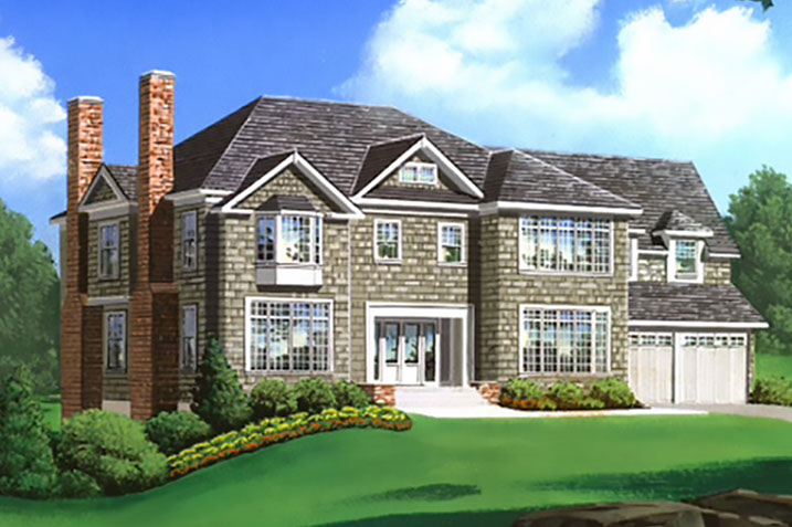 Architect's drawing of Raed Court Lot 3 customized home in Rye, New York.