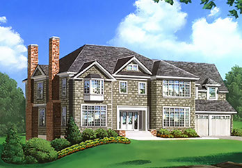 Architect's drawing of Raed Court Lot 3 customized home in Rye, New York.