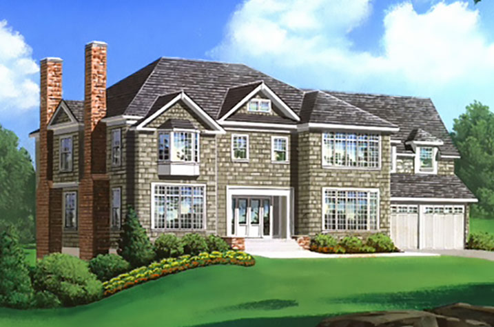 Architect's drawing of Raed Court Lot 3 customized home in Rye, New York.