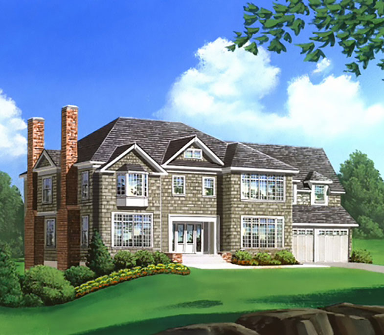 Architect's drawing of Raed Court Lot 3 customized home in Rye, New York.
